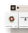 A Wordpress editor is open and products are being added to the site.
