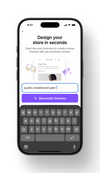 On a mobile phone, the prompt has been filled in with "quality skateboard gear," and they are ready to hit the "Generate themes" button.